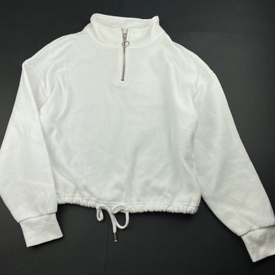 Girls KID, white fleece lined sweater / jumper, FUC, size 12,  