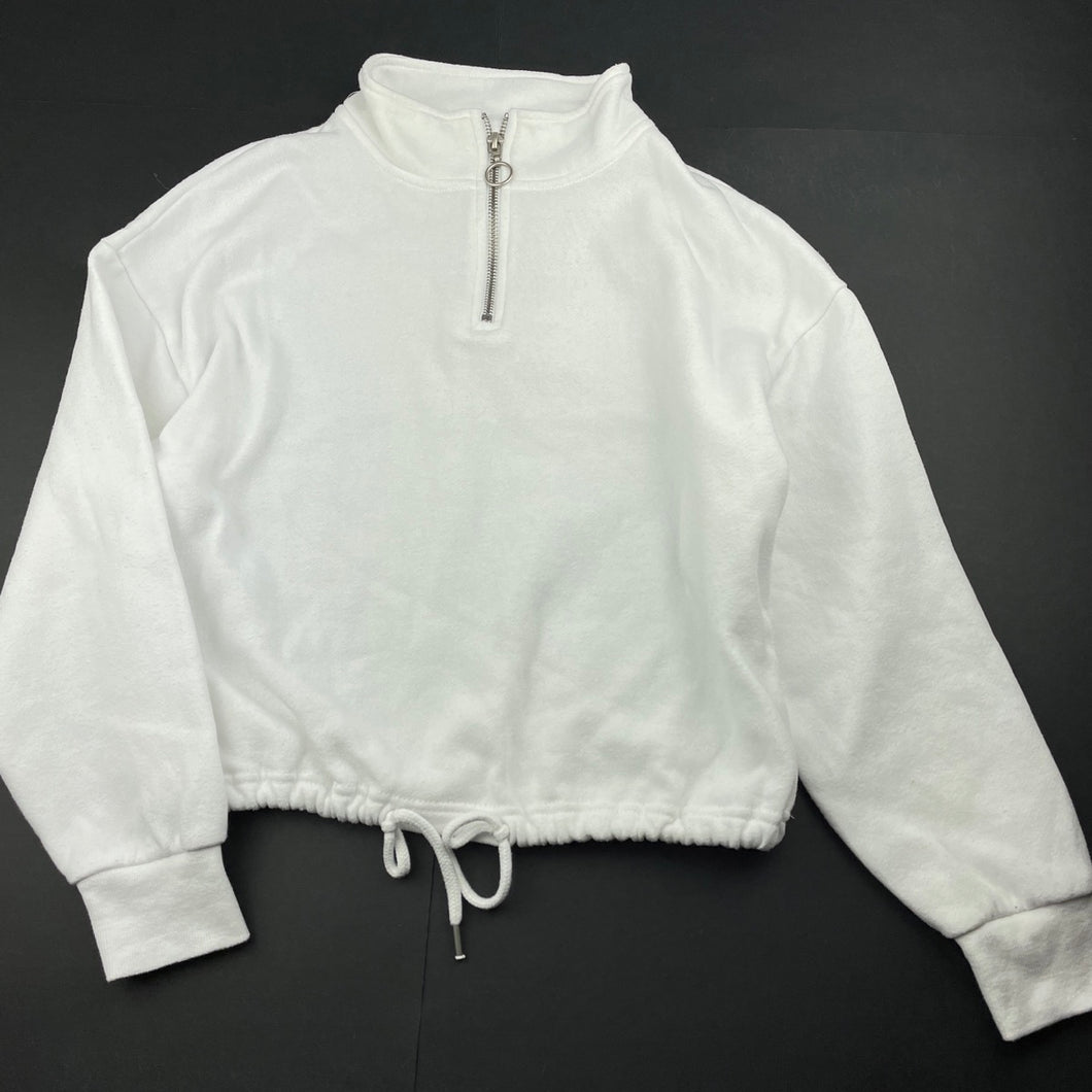 Girls KID, white fleece lined sweater / jumper, FUC, size 12,  