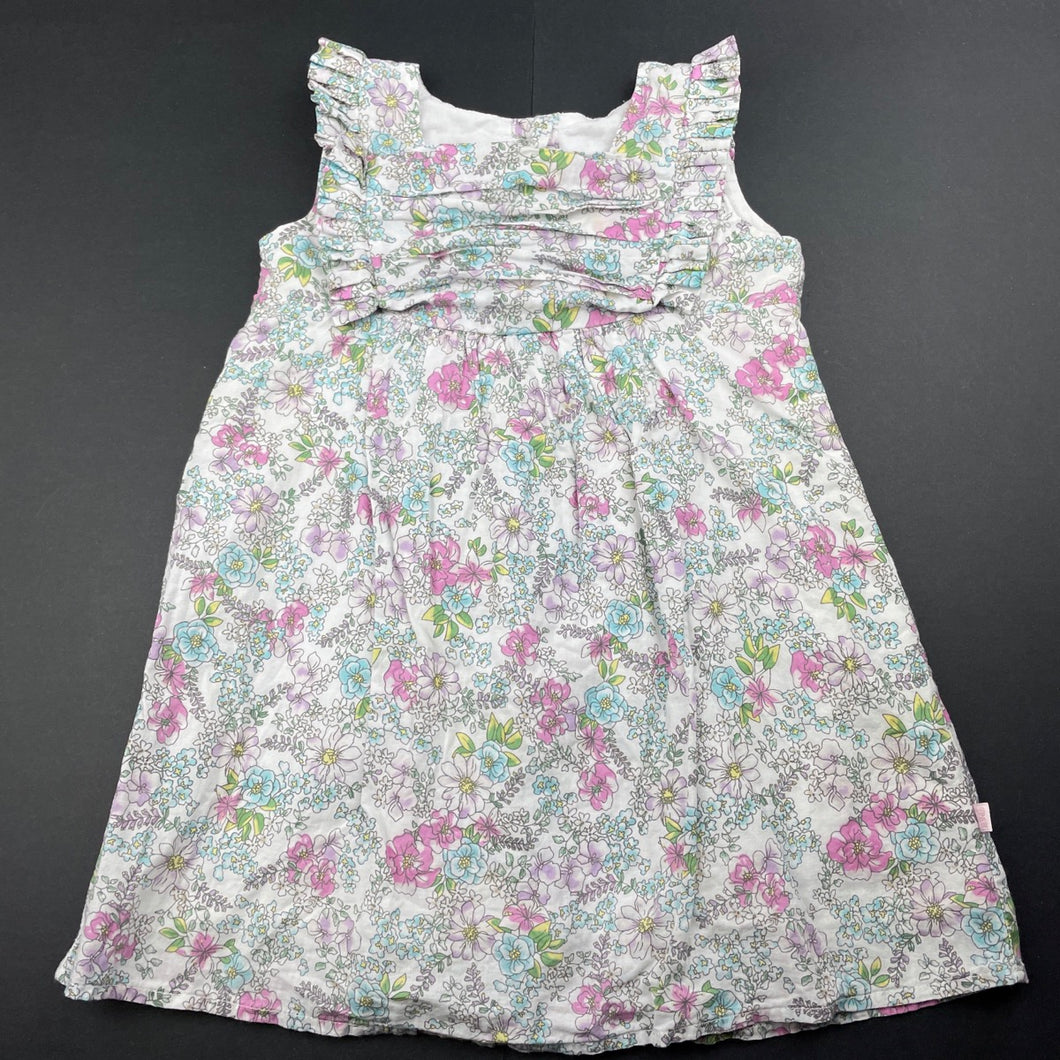 Girls Bebe by Minihaha, lined lightweight floral cotton dress, FUC, size 1, L: 43cm