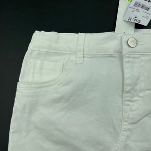 Girls Anko, white stretch denim skirt, adjustable, L: 33.5cm, NEW, size 12,  