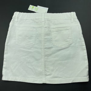 Girls Anko, white stretch denim skirt, adjustable, L: 33.5cm, NEW, size 12,  