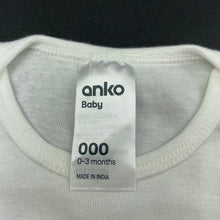 Load image into Gallery viewer, unisex Anko, white cotton bodysuit / romper, EUC, size 000,  