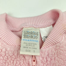 Load image into Gallery viewer, Girls Winkin &amp; Blinkin, vintage fleece zip coverall / romper, light marks neck &amp; cuffs, FUC, size 1,  