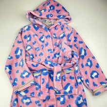 Load image into Gallery viewer, Girls Milkshake, animal print fleece dressing gown/ bath robe, L: 68cm, FUC, size 5,  