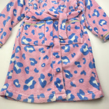 Load image into Gallery viewer, Girls Milkshake, animal print fleece dressing gown/ bath robe, L: 68cm, FUC, size 5,  