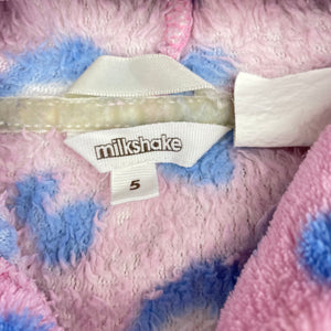 Girls Milkshake, animal print fleece dressing gown/ bath robe, L: 68cm, FUC, size 5,  