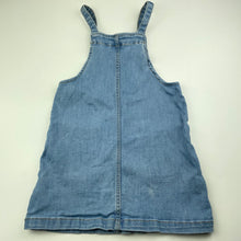 Load image into Gallery viewer, Girls 1964 Denim Co, embroidered stretch denim overalls dress, FUC, size 5, L: 57cm