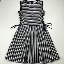 Load image into Gallery viewer, Girls Tilii, black &amp; white stripe party dress, GUC, size 10, L: 67cm