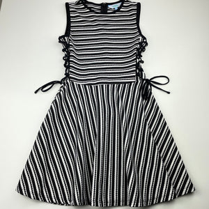 Girls Tilii, black & white stripe party dress, GUC, size 10, L: 67cm