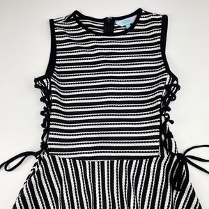 Girls Tilii, black & white stripe party dress, GUC, size 10, L: 67cm