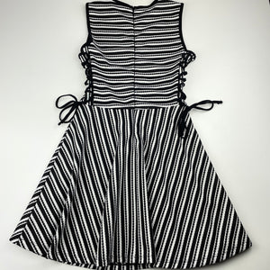 Girls Tilii, black & white stripe party dress, GUC, size 10, L: 67cm