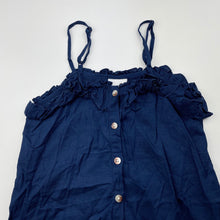 Load image into Gallery viewer, Girls Cotton On, navy viscose / linen summer dress, EUC, size 8, L: 68cm