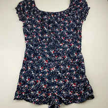 Load image into Gallery viewer, Girls KID, navy floral viscose / linen playsuit, EUC, size 16,  