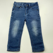 Load image into Gallery viewer, Boys Mooks, knit stretch denim jeans, adjustable, Inside leg: 29cm, FUC, size 2,  