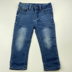 Boys Mooks, knit stretch denim jeans, adjustable, Inside leg: 29cm, FUC, size 2,  