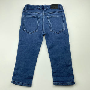 Boys Mooks, knit stretch denim jeans, adjustable, Inside leg: 29cm, FUC, size 2,  