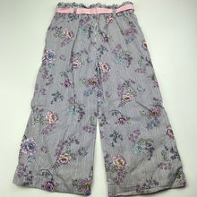 Load image into Gallery viewer, Girls Tutus &amp; Tambourines, lightweight floral cotton pants, elasticated, Inside leg: 36cm, FUC, size 4,  