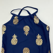 Load image into Gallery viewer, Girls H&amp;T, navy swim one-piece, pineapples, EUC, size 4,  