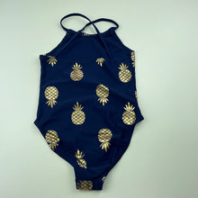 Load image into Gallery viewer, Girls H&amp;T, navy swim one-piece, pineapples, EUC, size 4,  