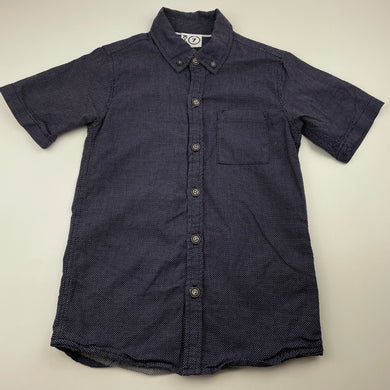 Boys KID, navy lightweight cotton short sleeve shirt, EUC, size 7,  