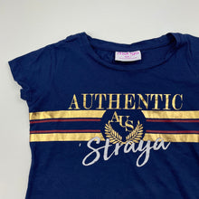 Load image into Gallery viewer, Girls Mango, blue cotton t-shirt / top, Australia, GUC, size 7,  