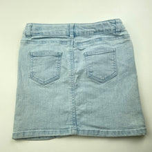 Load image into Gallery viewer, Girls CLothing &amp; Co, blue stretch denim skirt, adjustable, L: 30cm, FUC, size 9,  