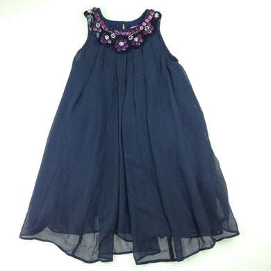 Girls Fresh Baked, navy swing party dress, sequins & beads, EUC, size 4