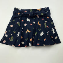 Load image into Gallery viewer, Girls Target, navy Christmas skirt, built-in shorts, elasticated, EUC, size 4,  