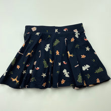 Load image into Gallery viewer, Girls Target, navy Christmas skirt, built-in shorts, elasticated, EUC, size 4,  