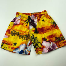 Load image into Gallery viewer, Boys Hand Made, colourful lightweight board shorts, elasticated, GUC, size 1,  