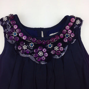 Girls Fresh Baked, navy swing party dress, sequins & beads, EUC, size 4