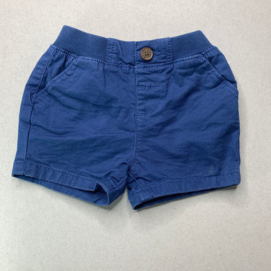 Boys Target, blue stretch cotton shorts, elasticated, GUC, size 000,  