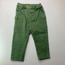 Load image into Gallery viewer, Boys Seed, green stretch cotton pants, elasticated, Inside leg: 24cm, GUC, size 1,  