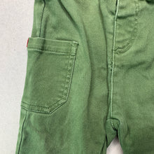 Load image into Gallery viewer, Boys Seed, green stretch cotton pants, elasticated, Inside leg: 24cm, GUC, size 1,  