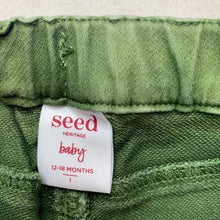 Load image into Gallery viewer, Boys Seed, green stretch cotton pants, elasticated, Inside leg: 24cm, GUC, size 1,  
