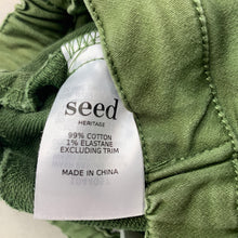 Load image into Gallery viewer, Boys Seed, green stretch cotton pants, elasticated, Inside leg: 24cm, GUC, size 1,  