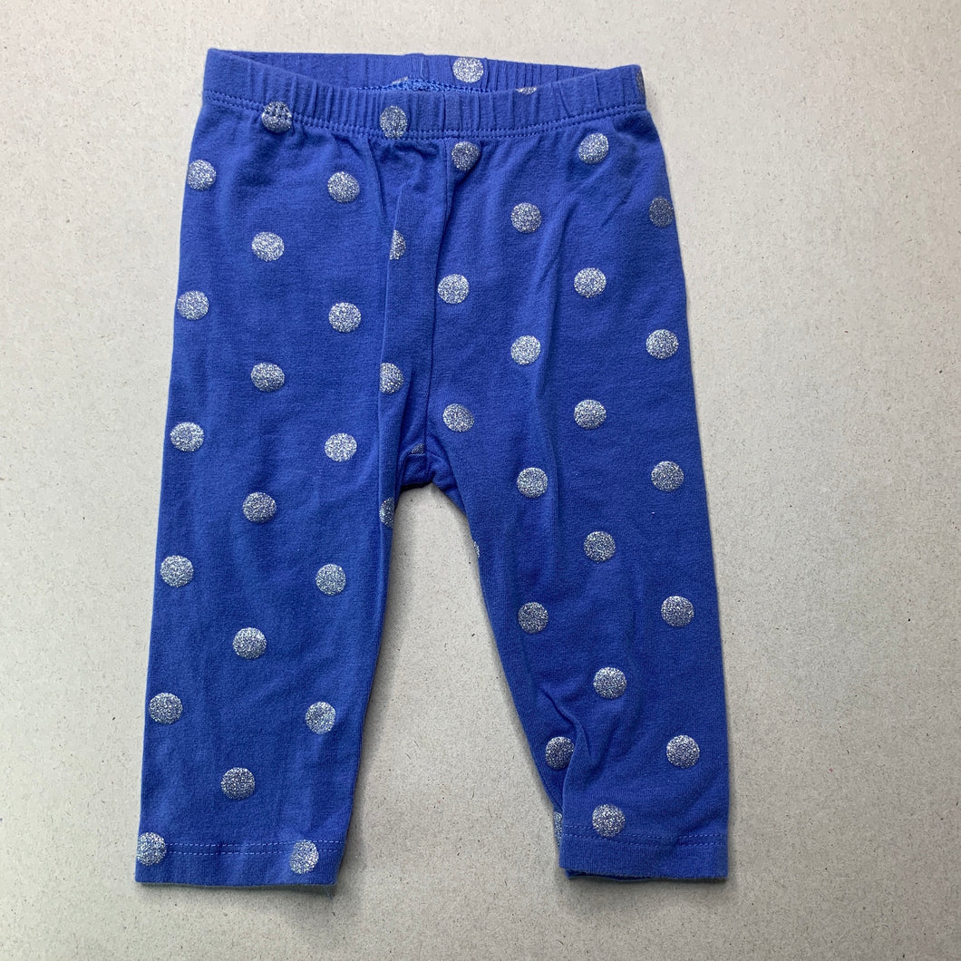 Girls GAP, blue & silver spot leggings, elasticated, GUC, size 00,  