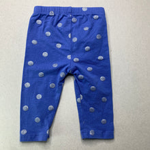 Load image into Gallery viewer, Girls GAP, blue &amp; silver spot leggings, elasticated, GUC, size 00,  
