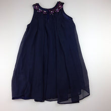 Load image into Gallery viewer, Girls Fresh Baked, navy swing party dress, sequins &amp; beads, EUC, size 4