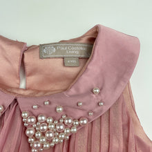 Load image into Gallery viewer, Girls Paul Costelloe Living, lined pleated metallic pink party dress, GUC, size 4, L: 57cm