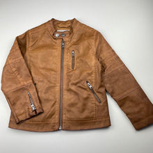 Load image into Gallery viewer, Boys Zara, tan faux leather jacket / coat, GUC, size 5,  