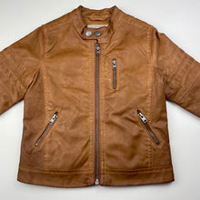Load image into Gallery viewer, Boys Zara, tan faux leather jacket / coat, GUC, size 5,  
