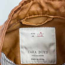 Load image into Gallery viewer, Boys Zara, tan faux leather jacket / coat, GUC, size 5,  