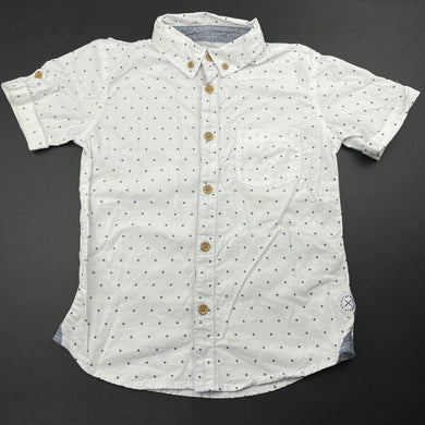 Boys Target, white & navy cotton short sleeve shirt, EUC, size 5,  
