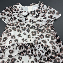 Load image into Gallery viewer, Girls Origami, lined lightweight animal print party dress, EUC, size 0, L: 42cm