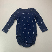 Load image into Gallery viewer, Boys H&amp;M, navy organic cotton bodysuit / romper, GUC, size 0,  