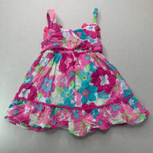 Load image into Gallery viewer, Girls Nannette, lined floral cotton summer dress, GUC, size 1-2, L: 39cm