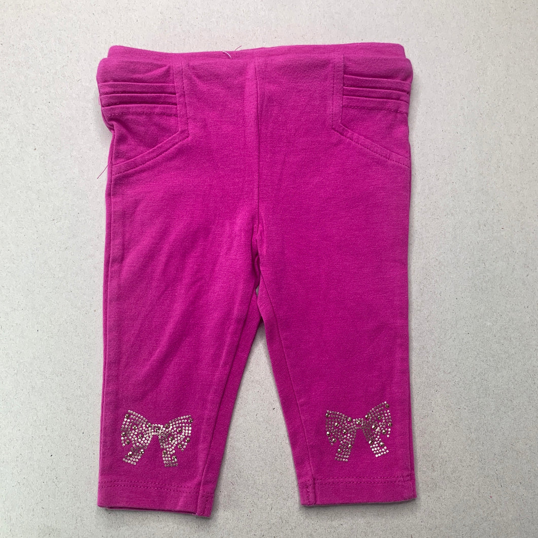 Girls pink, stretchy leggings, elasticated, GUC, size 00,  