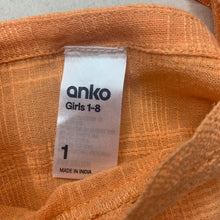 Load image into Gallery viewer, Girls Anko, orange lightweight cotton top, GUC, size 1,  