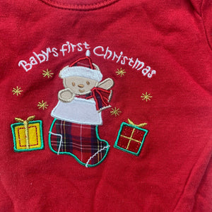 unisex Baby Biz, red cotton Christmas bodysuit / romper, GUC, size 0000,  